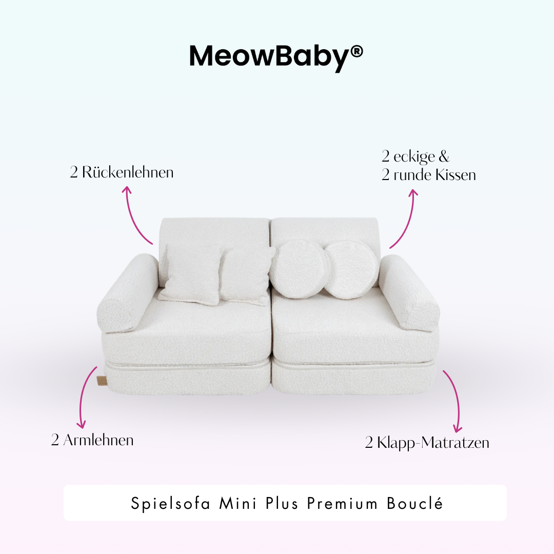 MeowBaby Spielsofa Mini Plus Premium Bouclé - cremé/weiss