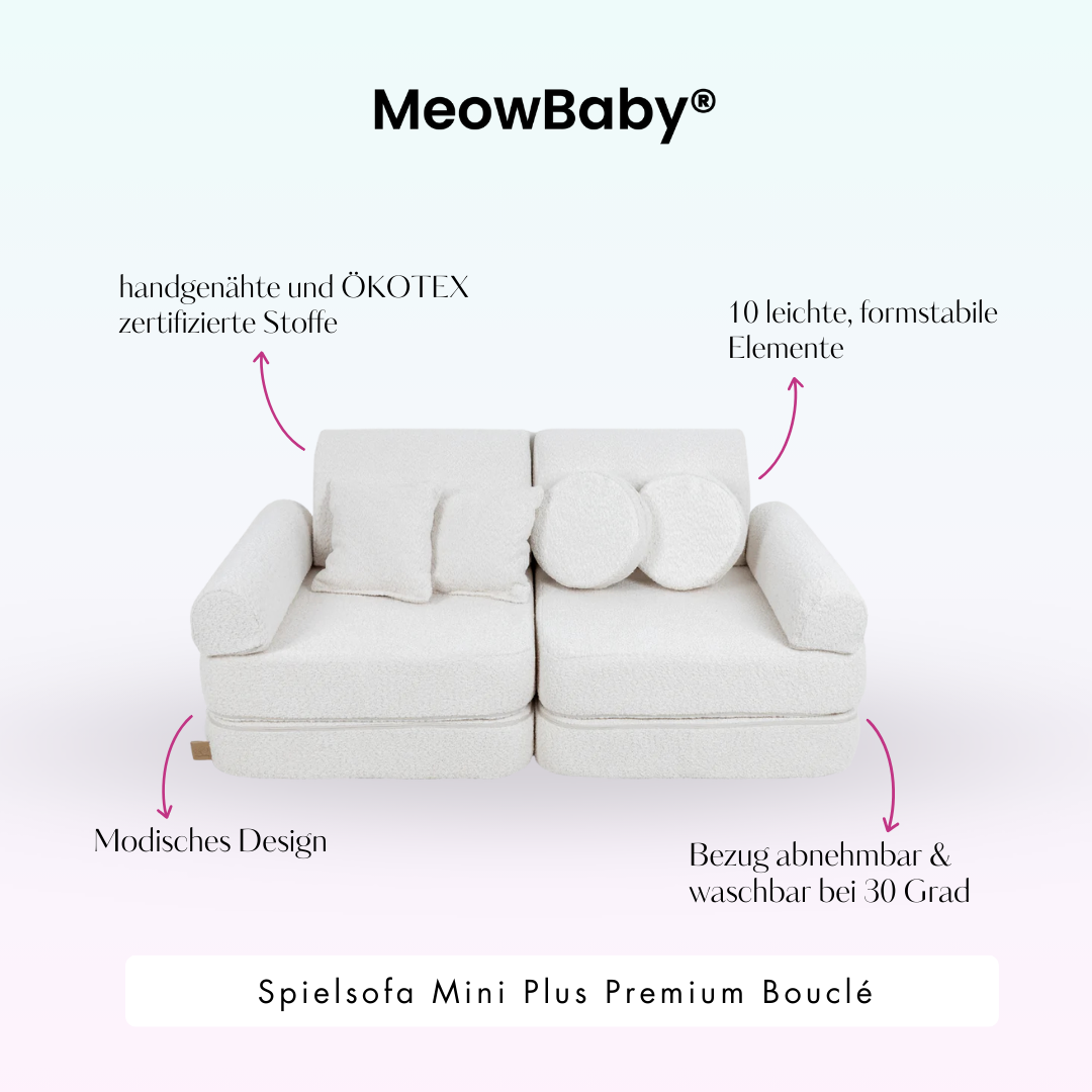 MeowBaby Spielsofa Mini Plus Premium Bouclé - cremé/weiss