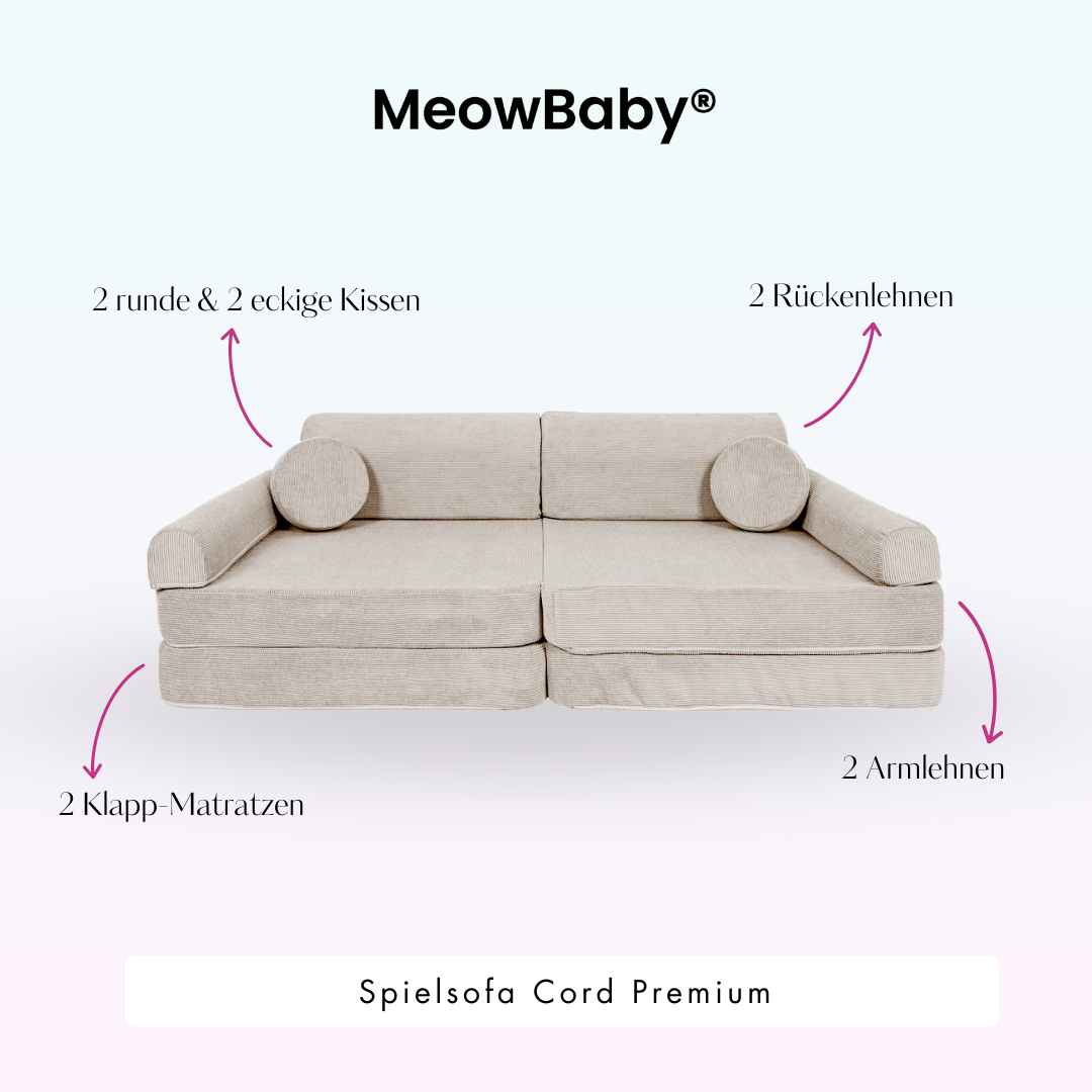 MeowBaby Play Sofa Cord Premium - beige