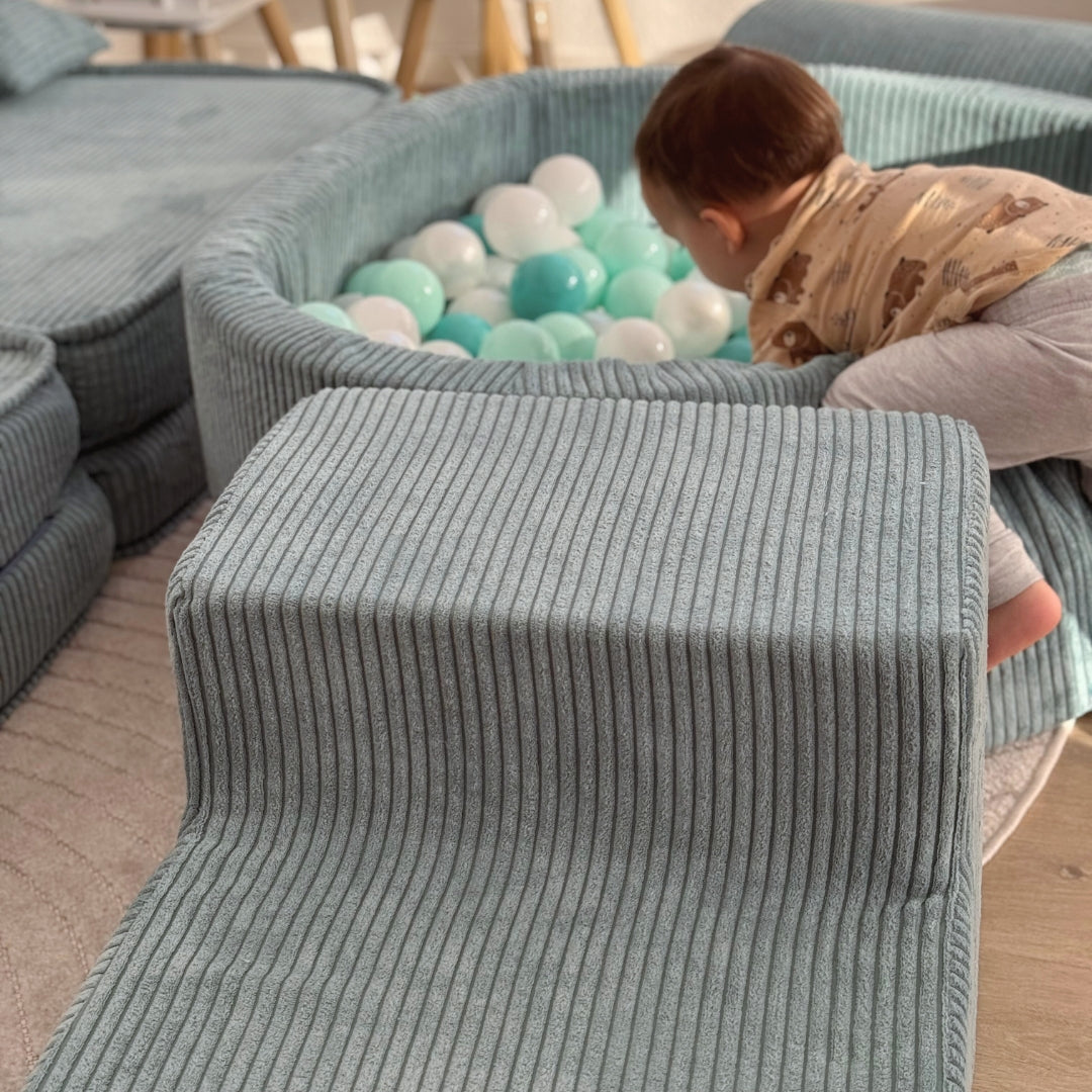 MeowBaby foam play set Aesthetic Cord ecru/beige with ball pit, 200 balls - custom color selection