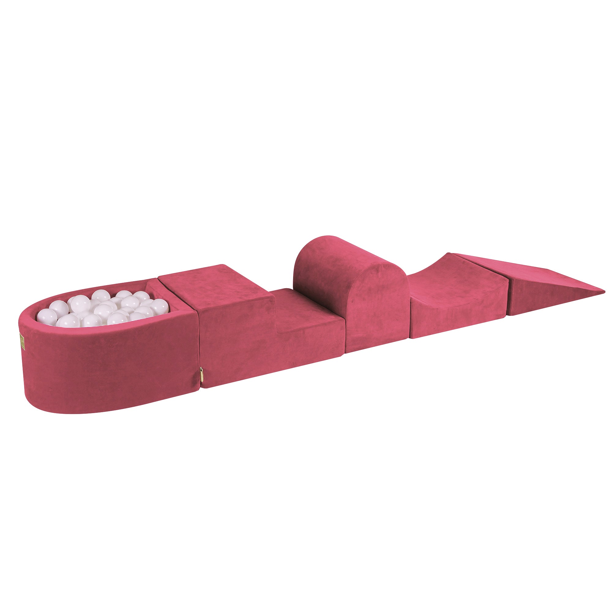 MeowBaby Schaumspielset Velvet Himbeerrot mit Bällebad, 100 Bälle – Weiß