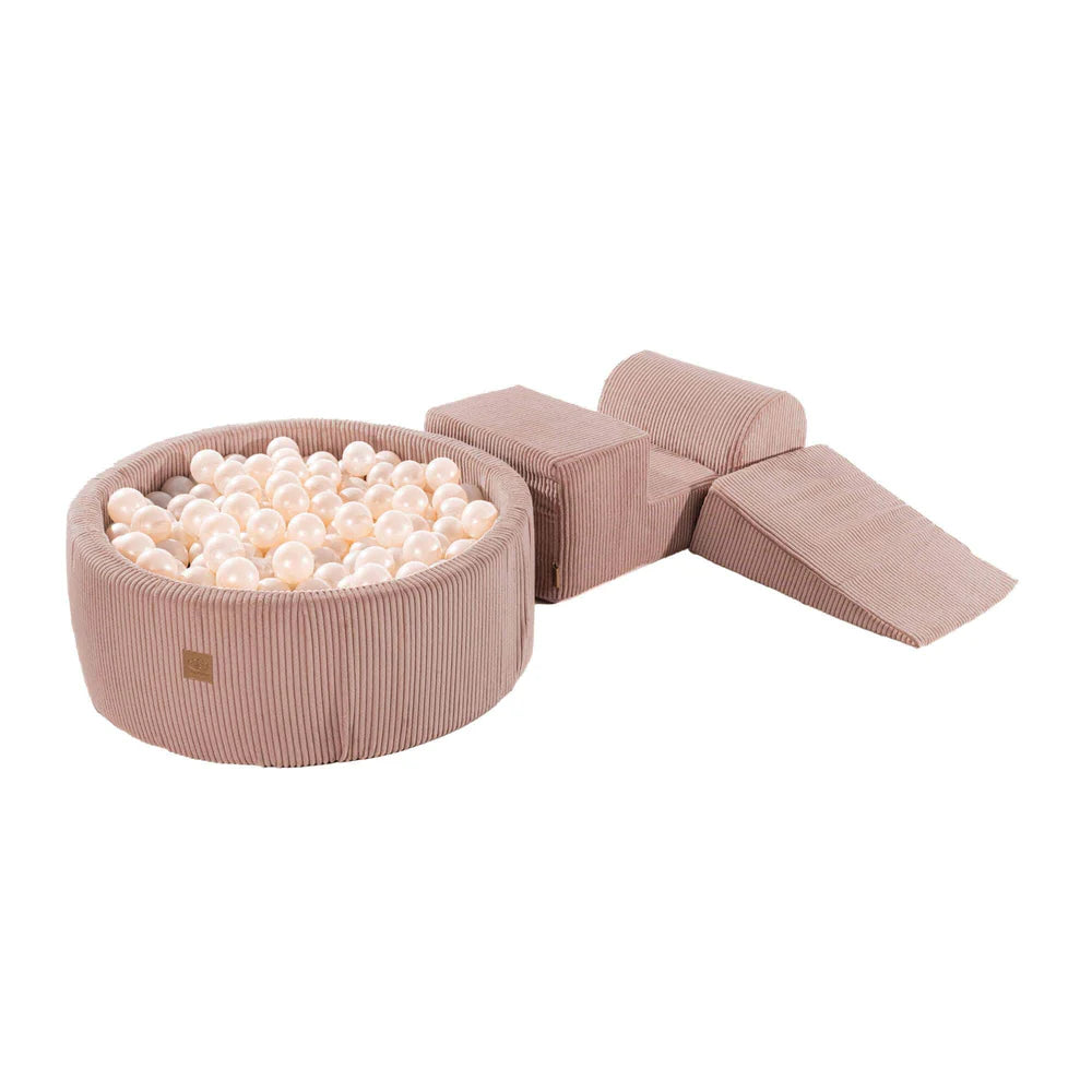 MeowBaby Schaumspielset Ästhetik Cord mit Bällebad, 200 Bälle - eigene Farbauswahl