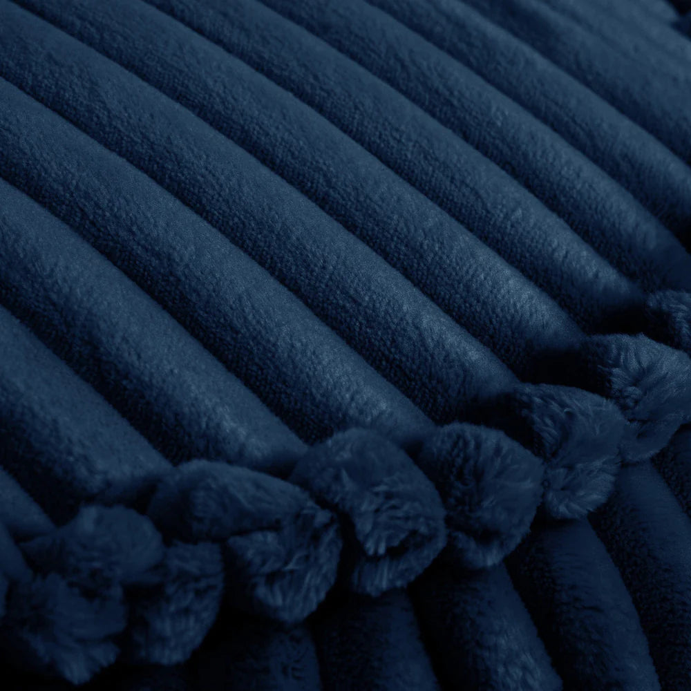 MeowBaby Sitzsack Bär Churros Plüsch-Cord - Midnight Blue