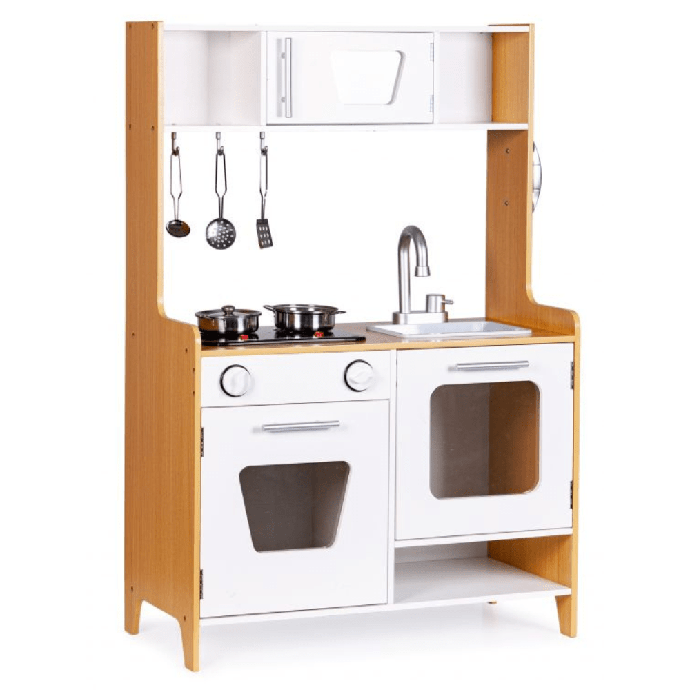 Meowbaby Wooden Play Kitchen for Children with Multimedia Burners