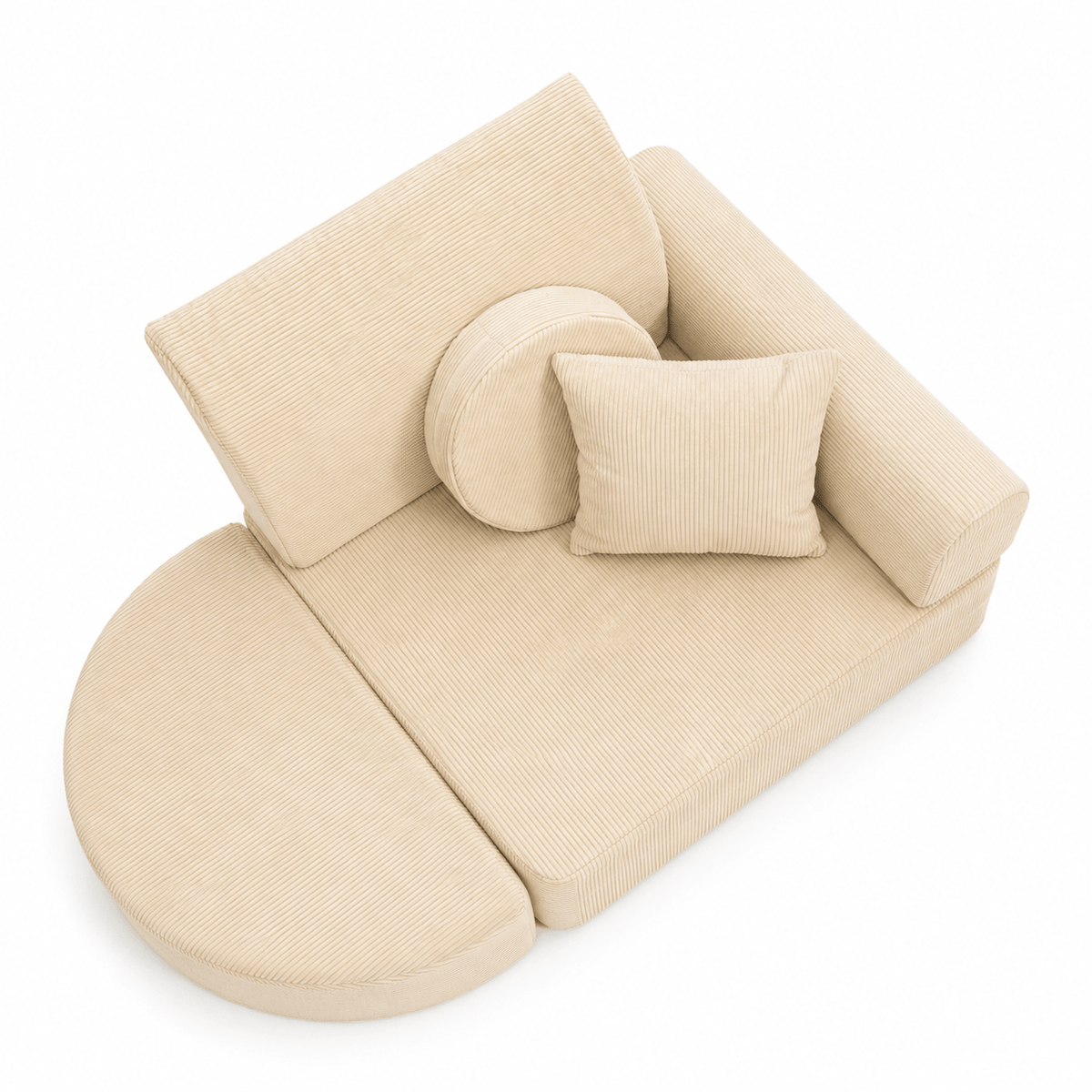 MeowBaby Kindersessel 3-in-1 Max Premium Cord - faltbare Kindercouch & Spielmatratze - Slim Cord Edition