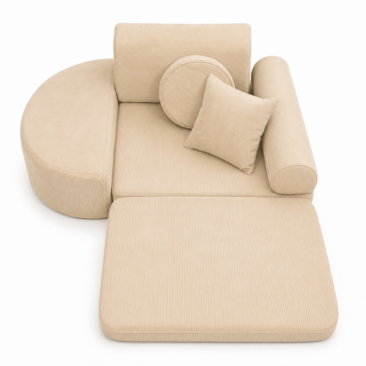 MeowBaby Kindersessel 3-in-1 Max Premium Cord - faltbare Kindercouch & Spielmatratze - Slim Cord Edition