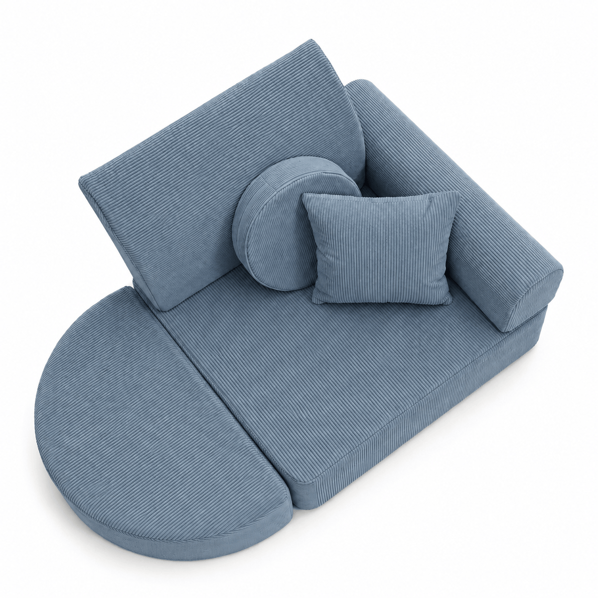 MeowBaby Kindersessel 3-in-1 Max Premium Cord - faltbare Kindercouch & Spielmatratze - Slim Cord Edition