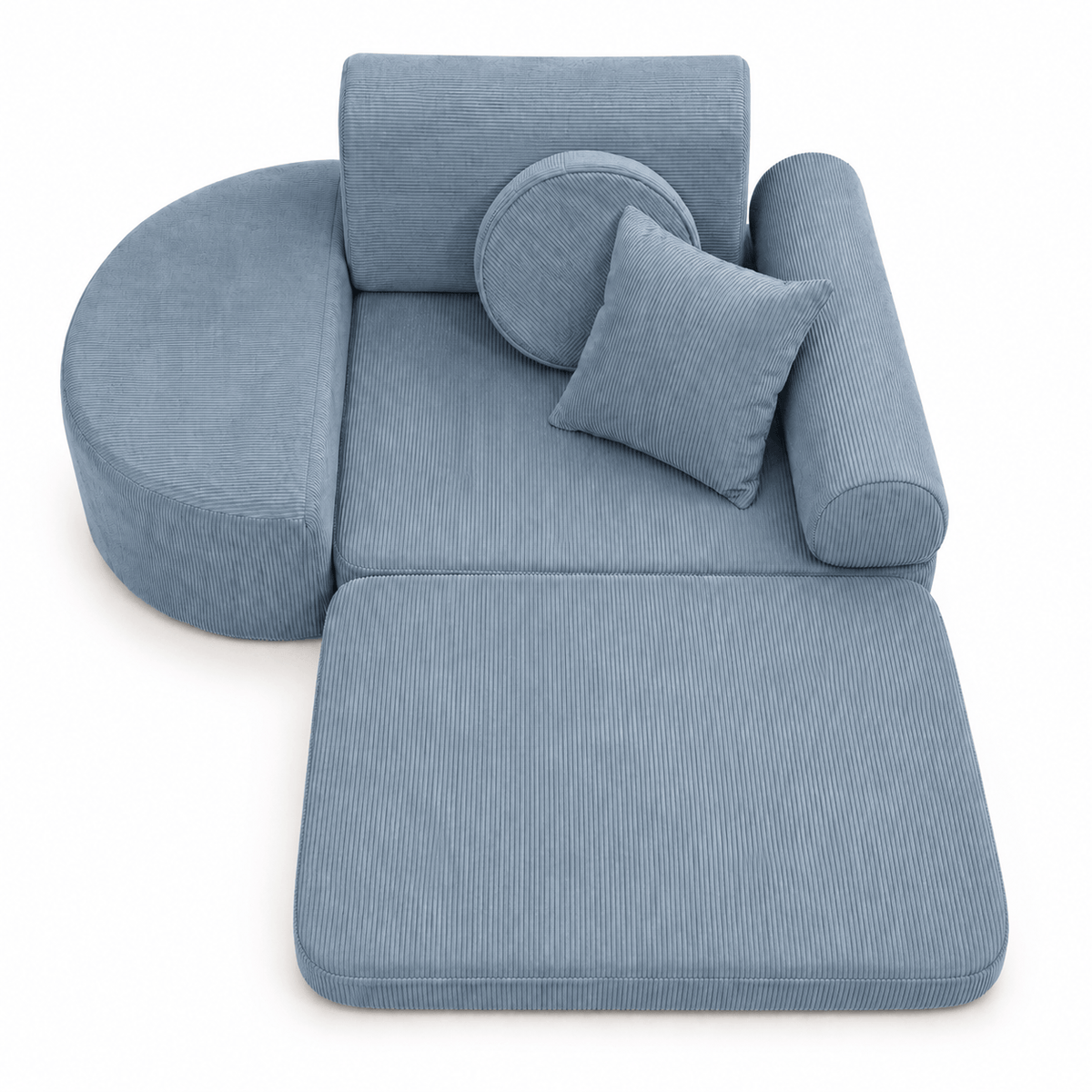 MeowBaby Kindersessel 3-in-1 Max Premium Cord - faltbare Kindercouch & Spielmatratze - Slim Cord Edition