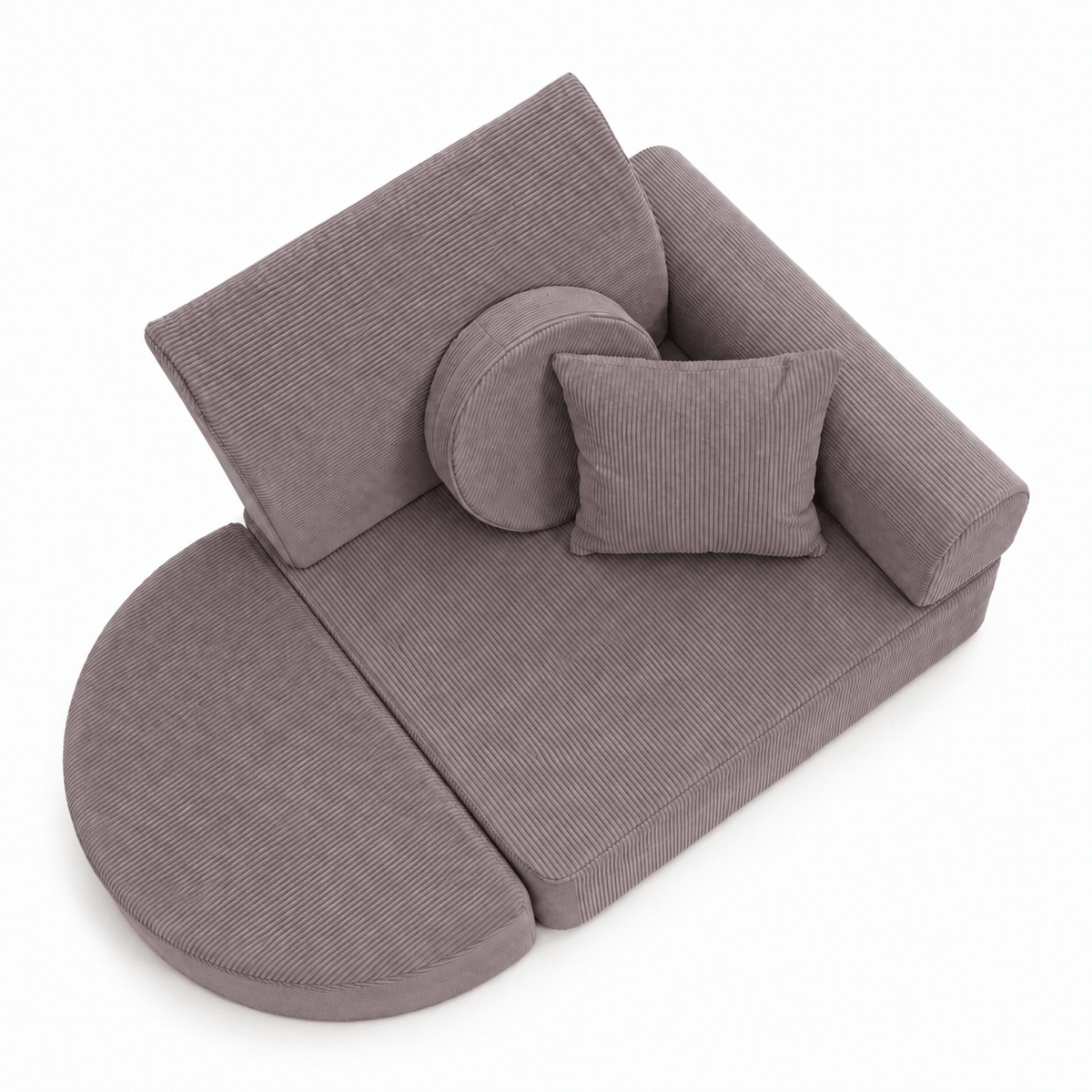 MeowBaby Kindersessel 3-in-1 Max Premium Cord - faltbare Kindercouch & Spielmatratze - Slim Cord Edition