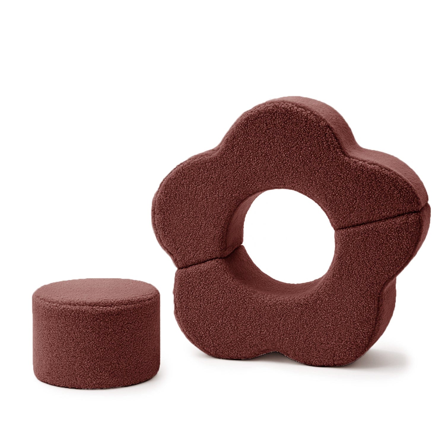 MeowBaby Schaumstoff-Spielplatz für Kinder | Blumenform-Set | 3 Elemente | Bearly – chocolate