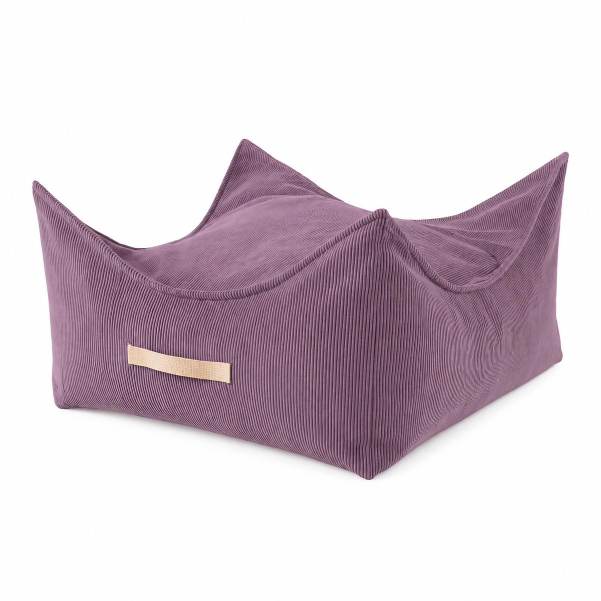 MeowBaby Children's Pouf, Square, Premium Corduroy - Beige