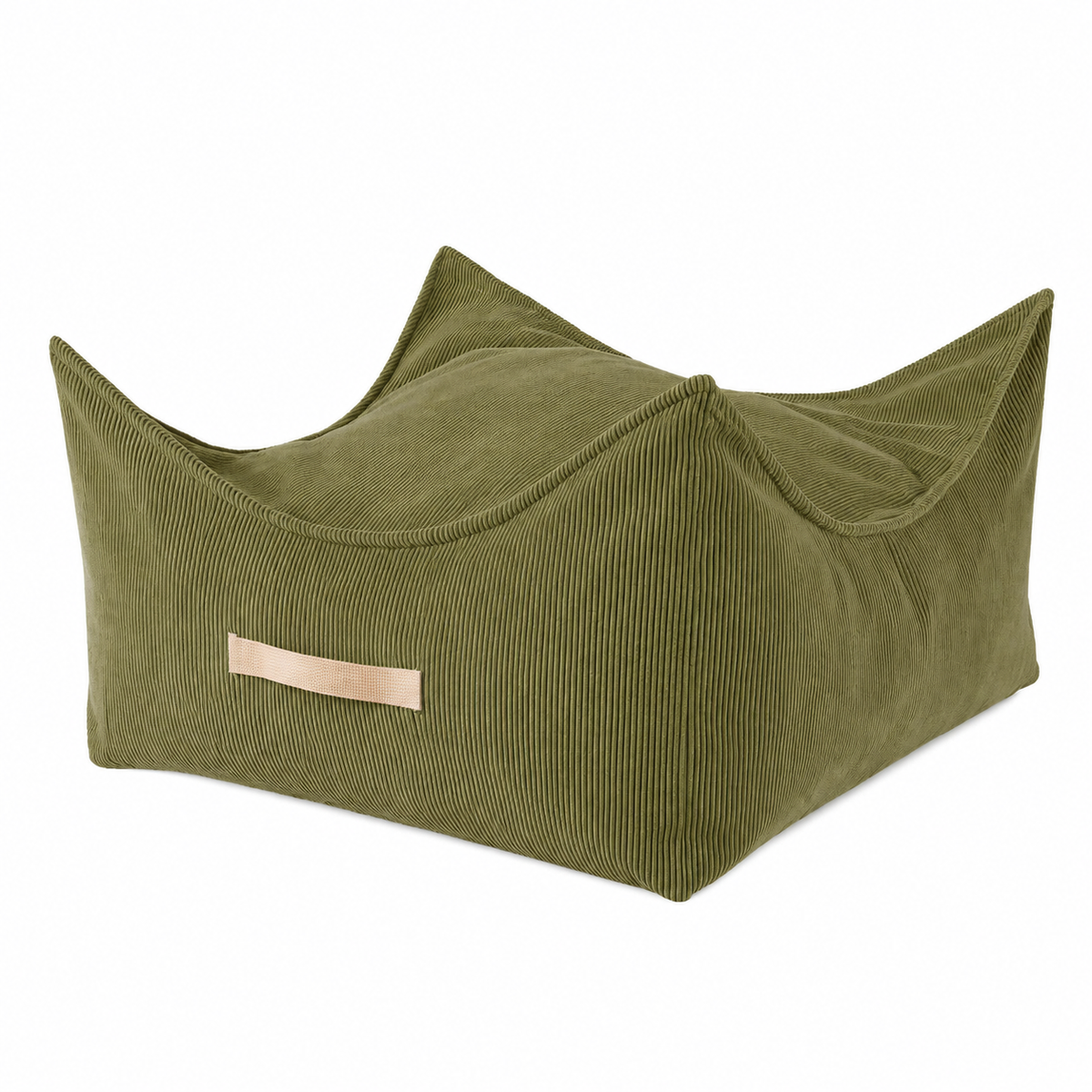 MeowBaby Children's Pouf, Square, Premium Corduroy - Beige