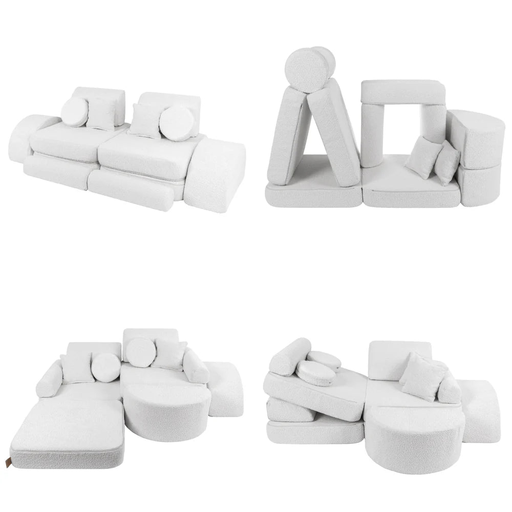 MeowBaby Spielsofa Mini Max Bouclé - cremé/weiss