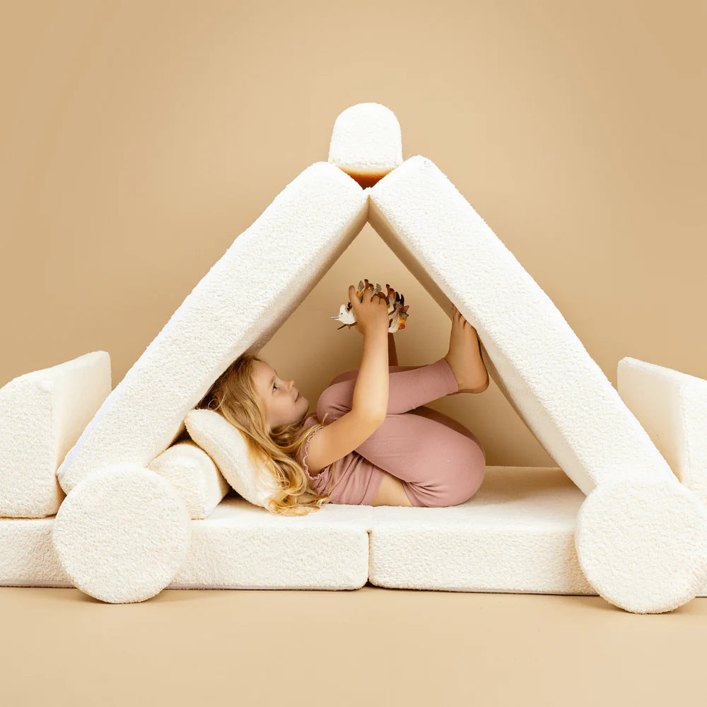 MeowBaby play sofa Mini Plus Bouclé - cream/white