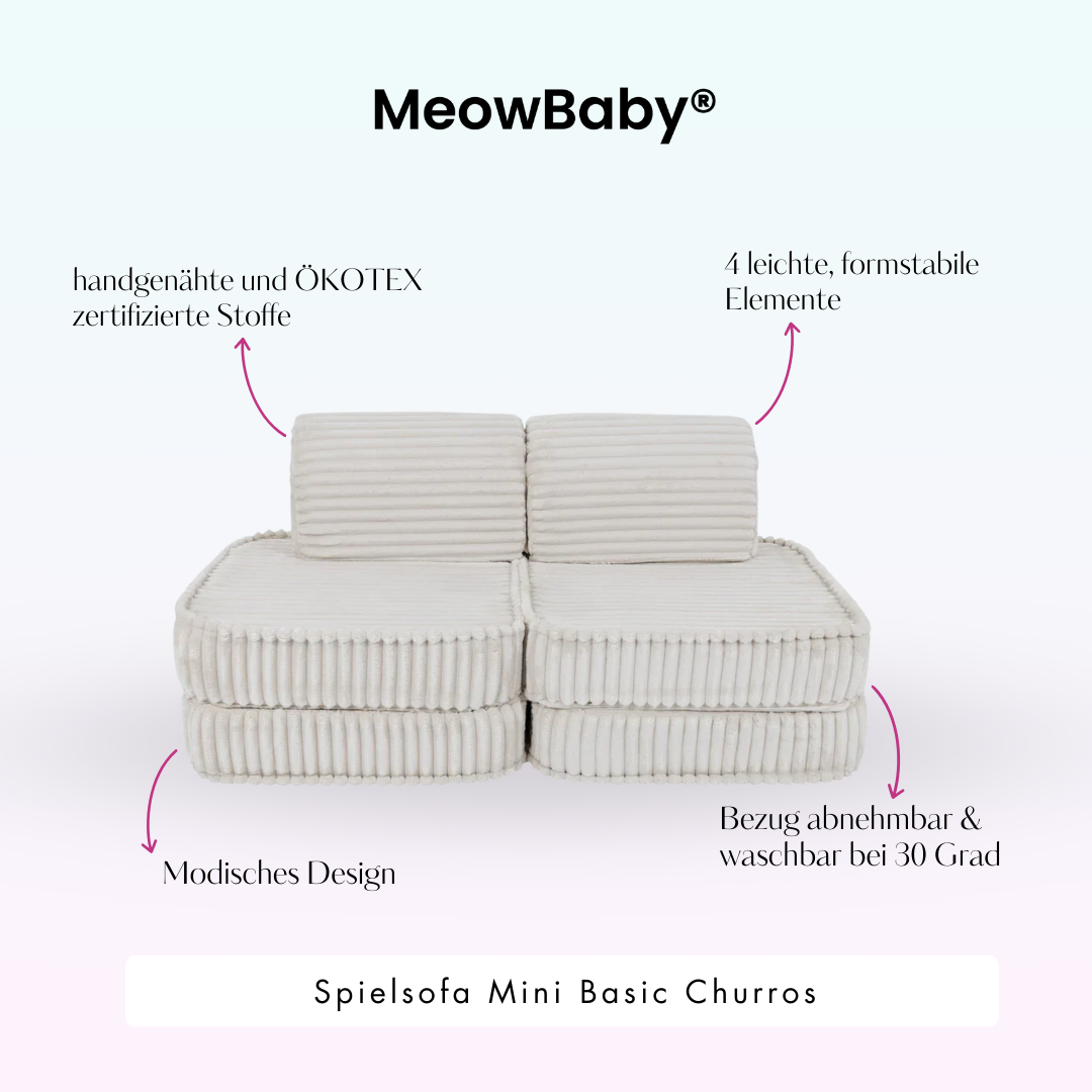 MeowBaby Play Sofa Mini Basic Churros - Cotton Beige