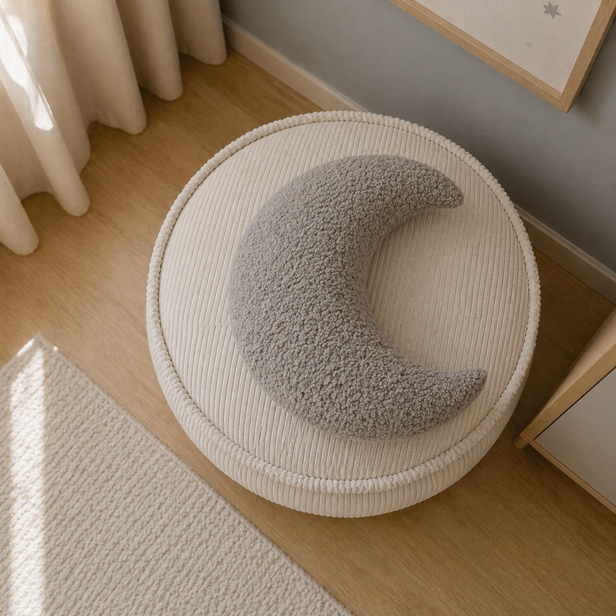 MeowBaby Deko-Kissen Mond - Soft Bouclé Edition